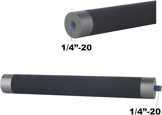 1/4" Thread Extension Aluminium Rod Mount, Camera Extension Rod for Dash Cam, Action Cameras, 15cm/5.9 inch Long with 1/4" Male Female Thread