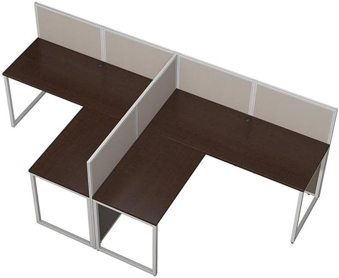 Bush Business Furniture Double Cubicle Desk with Privacy Panels | Easy Office Collection Two Person L Shaped Table | 60Dx120Wx45H