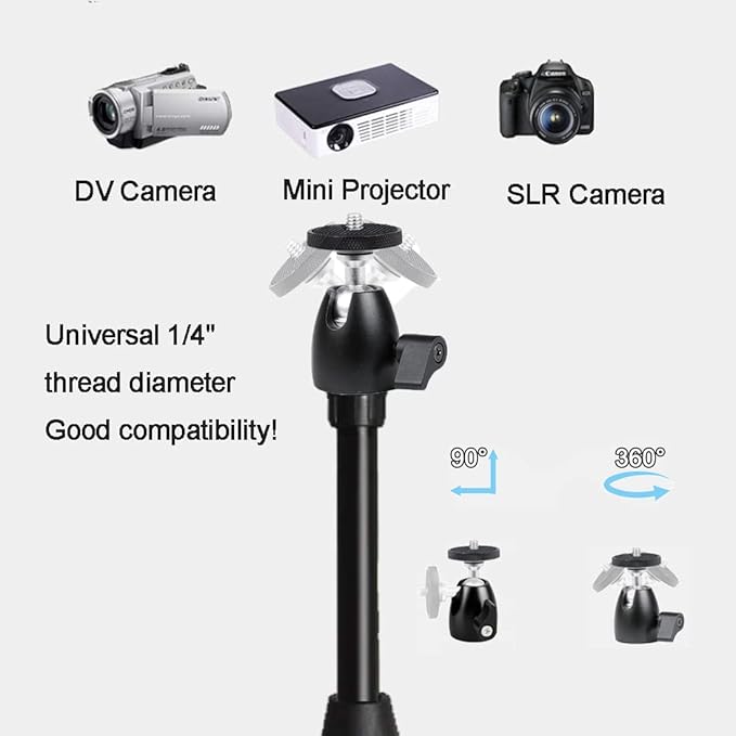 Upgrade Mini Projector Tripod Stand, Adjustable 29-57 inches Floor Stand Holder with Upgrade 360°Swivel Ball Head for Webcam,Small Camera,Tray,Mini Projector