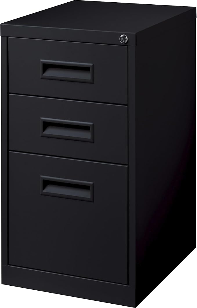 Lorell 1-Divider Mobile Pedestal, Box/Box/File, 15 by 19 by 27-3/4-Inch, Black