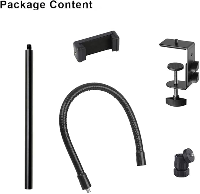 Webcam Stand Phone Holder Desktop Adjustable Gooseneck & Pole Video Clamp Stand Camera Mount for Cellphones, Logitech Webcam C922 C930e C920S C920 C615, Etc. (1/4" Threads, 7.5cm Clamp)