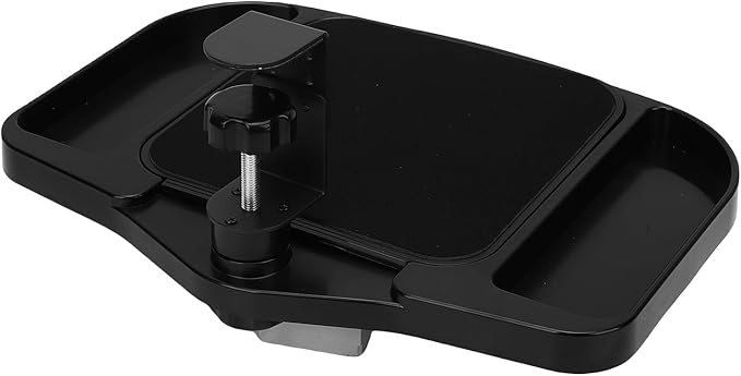 Clamp on Platform, Adjustable Under Desk Rotating Tray, Ergonomic Desk Extender with Multifunctional Storage Box for Office and Gaming Use
