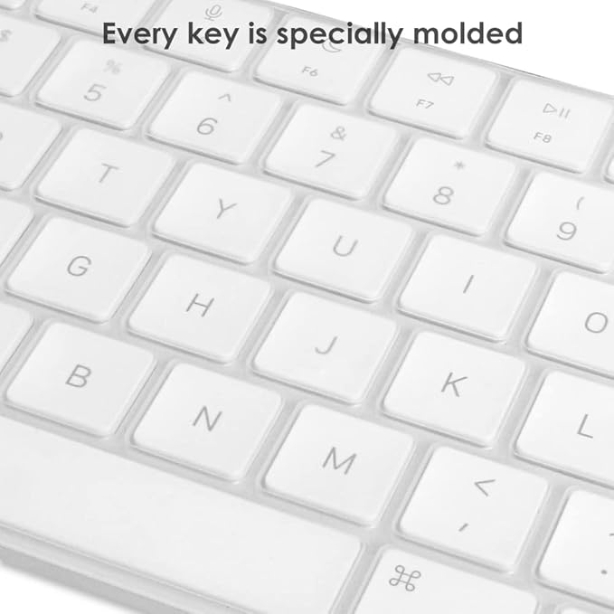 ProElife Keyboard Cover Skin for 2024-2021 Apple Magic Keyboard 3 with Touch ID A3118 A2449 Ultra Thin Silicone Keyboard Protector for iMac 24'' / Mac mini M4 M2 M1 Chip Keyboard Accessories (Clear)