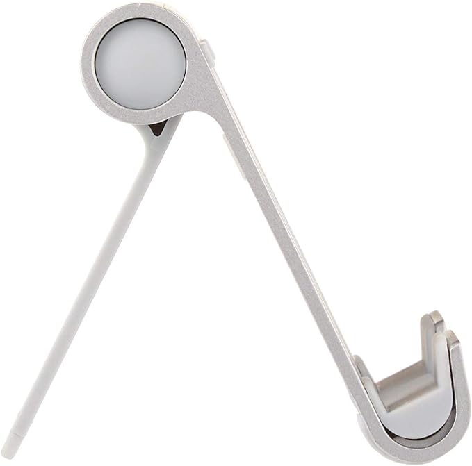 Amazon Basics Multi-Angle Portable Foldable Stand for Tablets, E-readers and Phones, Non-Slip Desktop Holder for iPads, iPhones, Kindles, Hands-Free Viewing - Silver