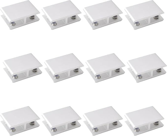 INCREWAY Glass Clamp, 12 Pack Adjustable Double Side Aluminum Alloy Glass Shelf Support Bracket, Glass Clip Clamp Holder for 10-12mm Thickness, 180 Degrees