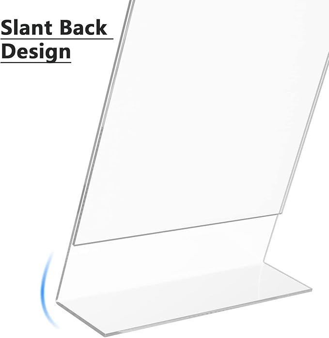 MaxGear Acrylic Sign Holder 8.5 X 11, Plastic Paper Holder With Vertical Slanted Back, Picture Photo Frames Display Stand Flyer and Document Organizer for Office Desktop Use,18 Pack
