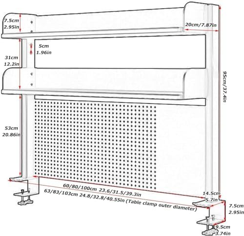 Desk Organizer Shelf, Clamp-On Workstation for Pegboards, Space Saving Storage Solution