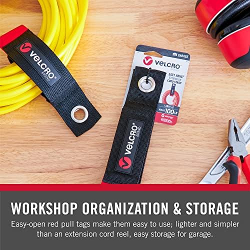 Velcro Assorted Sizes, Small, Medium, Large Easy Hang Extension Cord Strap Hook and Loop, Bundling with Grommet (3-Pack) VEL-30750-USA