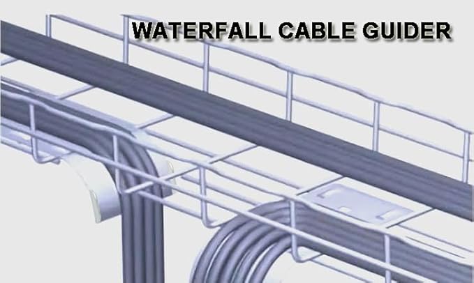 4Pcs Wire Mesh Cable Tray Cable Guider, 90mm Wide Waterfall Shape Metal Cables Guider for Tray Dividing & Cable Routing
