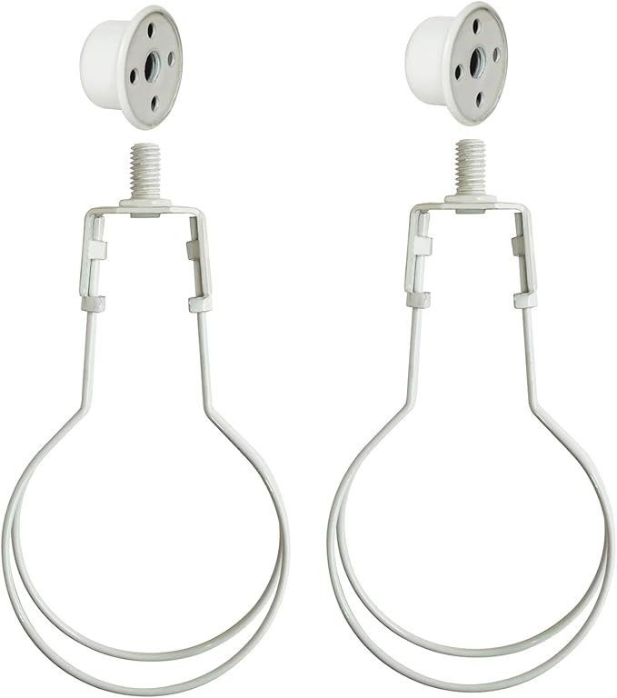 GY & CK® Clip on Lampshade Adapter, Lamp Shade Light Bulb Clip Adapter, Lamp Shade Holder for Light Bulbs Attaching Finial 2 Pack (White)