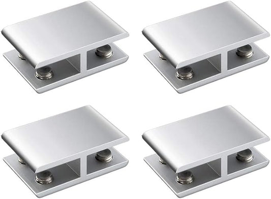 INCREWAY 4 Pcs Adjustable Double Side Aluminum Alloy Glass Shelf Support Bracket, Glass Clip Clamp Holder for 10-12mm Thickness, 180 Degrees