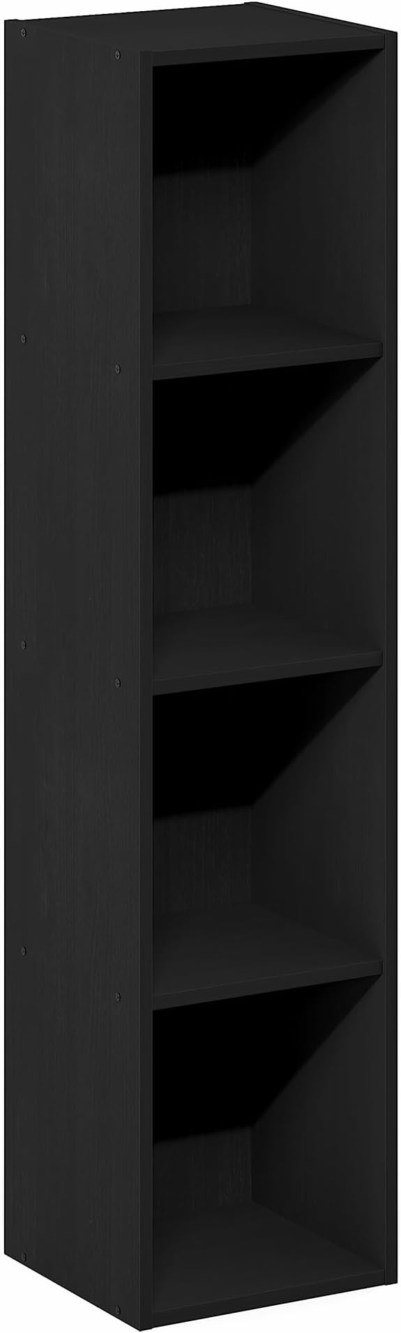 Furinno Fulda Book Shelf, 4-Tier Narrow Bookshelf, Standing Bookcase with 10-in Width Storage Shelf, 9.3 x 9.8 x 41.6, for Organization and Storage, for Living Room, Bedroom, Home Office, Blackwood