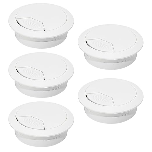 EASYEAH 5 Pcs Desk Grommet 2" / 50 mm, Desk Cord Hole Cover, Cable Grommet ABS Plastic, Desk Hole Grommet for Home & Office Pc, Detachable Adjustable Cable Cord Organizer-White