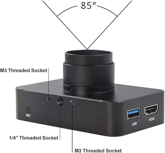 MOKOSE 12MP HDMI Camera 1080P USB HD Streaming Webcam, Recording 4K@30FPS Industry C/CS-Mount Camera with 3.2mm No Distortion Manual Lens