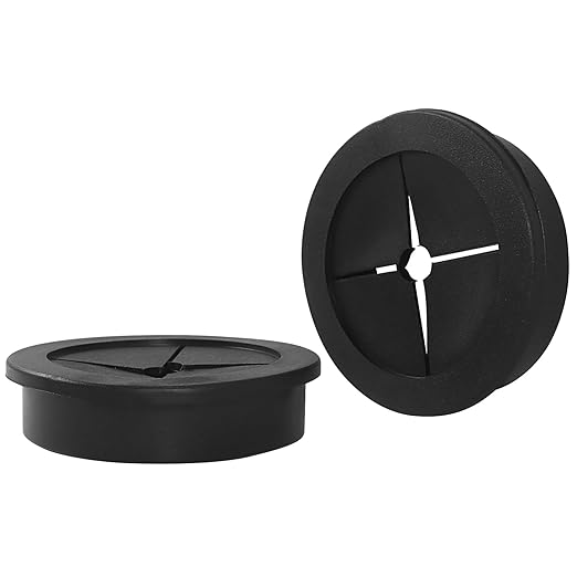 Hordion 2PCS Rubber Grommet 1-3/4 Inch (45mm), Desk Grommet Black Wire Hole Cover for Office Computer Desk Wire Cable Cord Organizer