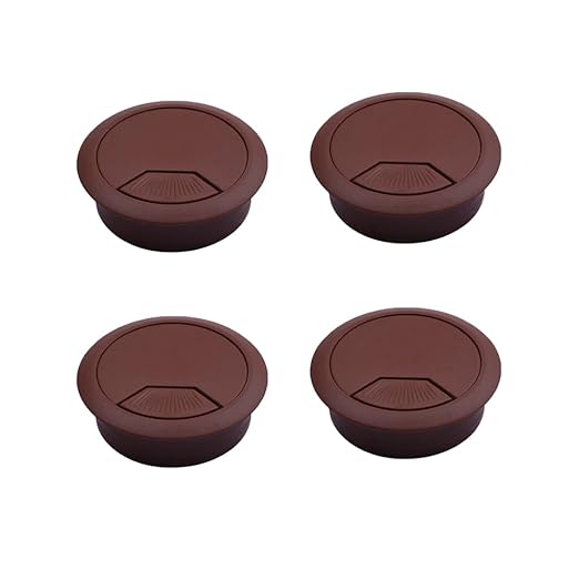 4 Pack Office Desk Grommet 2'' Round Cable Hole Caps Cover Organizer Stopper Cord Hider Buckle for Computer Desk Executive Standing Table Desktop PC Gaming Desks (Brown)
