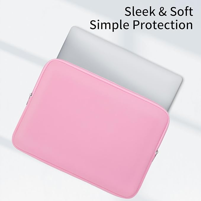 RAINYEAR 14 Inch Laptop Sleeve Case Protective Soft Padded Zipper Cover Carrying Computer Bag with Accessories Pouch, Compatible with 14" Notebook Tablet Chromebook (Pink)