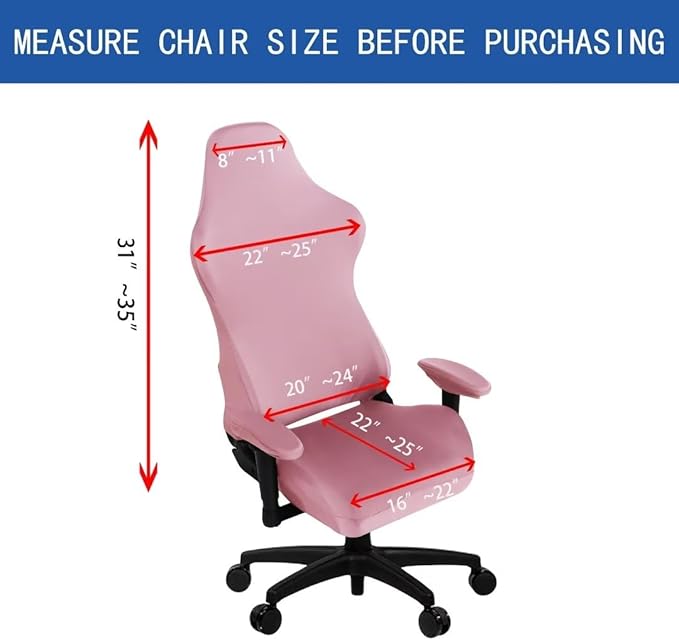 SARAFLORA 2 Pack Gaming Chair Cover, Stretchable Computer Chairs Cover Removable Office Chair Cover for Armchair, Swivel Chairs, Computer Boss Chair, Spandex Chair Slipcovers, Pink