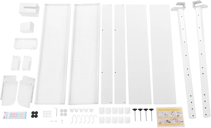 Clamp on Desk Organizer Shelf with Pegboard, Multipurpose Desktop Hutch Desk Bookshelf Desktop Bookcase Storage Rack Display Shelf for Home Office Dorm, Study Rooms, Bedrooms (White)