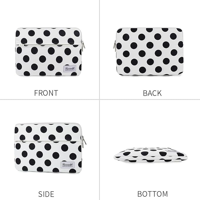 Canvaslife Waterproof 13-Inch Laptop Sleeve with Pocket for 13.3-Inch Laptop and MacBook Air/Pro 13 (Black Dot Pattern)