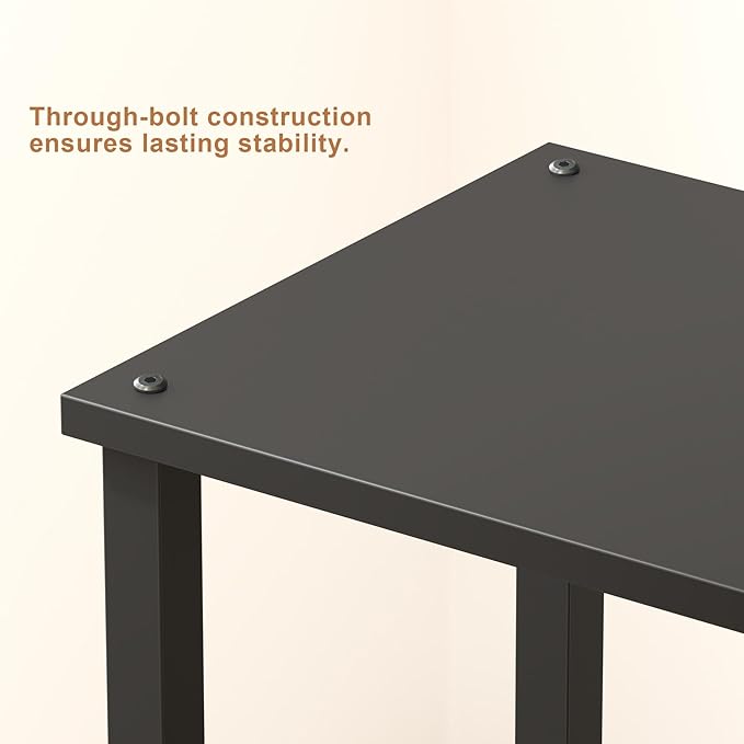 TUTOTAK End Table, Set of 2, Side Table, Nightstand, 2-Tier Storage Shelf, Sofa Table for Small Space, Living Room, Bed Room TB01BK035
