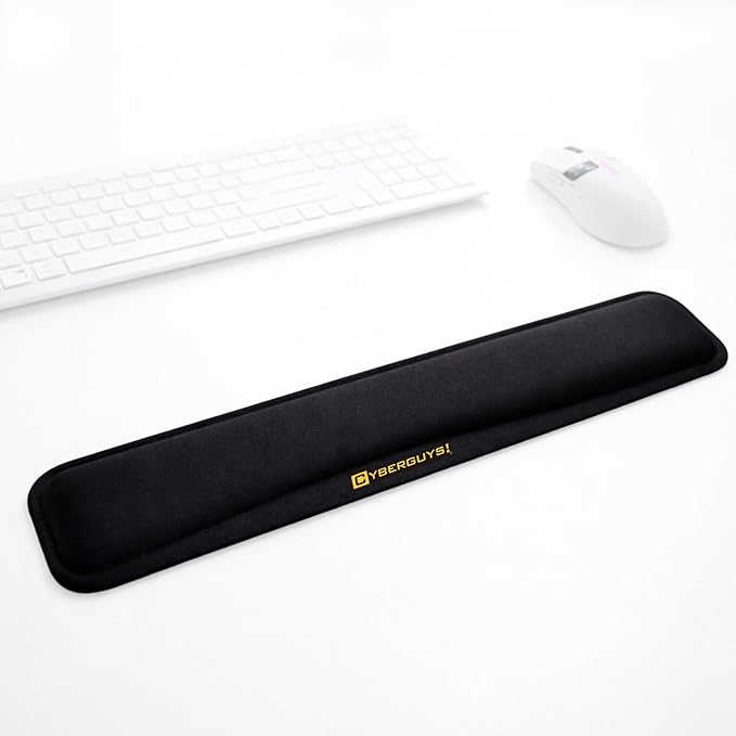Cyberguys! Gel Keyboard Wrist Rest, Ergonomic Keyboard Pad Wrist Support with Soft Lycra Surface, Non-Slip PU Base, Comfortable Typing Support for Office, Gaming & Laptop Use