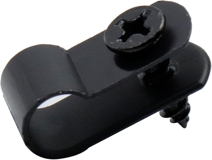 Antrader Cable Clips for Cable Management Cord Organizer,Nylon Plastic R-Type Wire Clips with Screws,1/4" Clamps Fasteners,Black,200Pcs