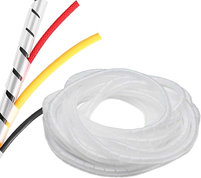Spiral Cable Wrap - 20 Ft 1/2" Spiral Wire Wrap Cord Covers Bundle Sleeve Hose for Computer Electrical Wire Organizer-White (1/2 Inch-20Ft)