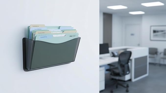 Azar Displays 250025-SMK Clear Plastic Wall Mount File Holder with Hanging Hardware, Smoke Colored, 4-Pack