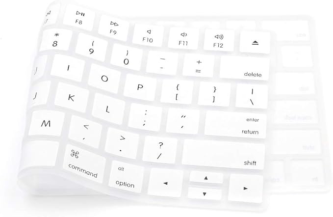 ProElife Ultra Thin Silicone Keyboard Protector Cover Skin for Apple Magic Keyboard & Magic Keyboard 2 (U.S Version, Model: MLA22L/A-A1644, Without Numeric Keypad) (White)