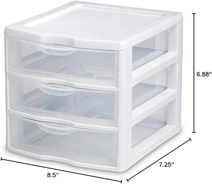 Sterilite 20439002 Medium 3 Drawer Desktop Unit