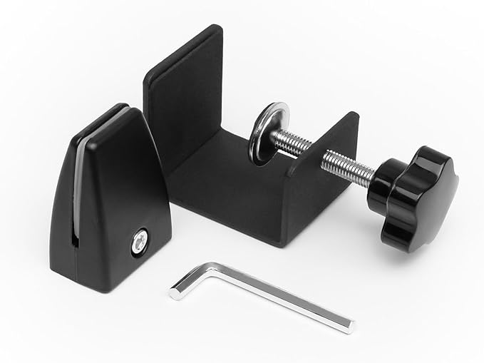 4-Pack Sneeze Guard Clamps for 1/8"" to 1"" Thick Panels, Adjustable Desk Partition Clips, Easy-to-Install Desk Privacy Panel Clips, Ideal for Office and Home Use, Black, 8HY-I0K-JXP340