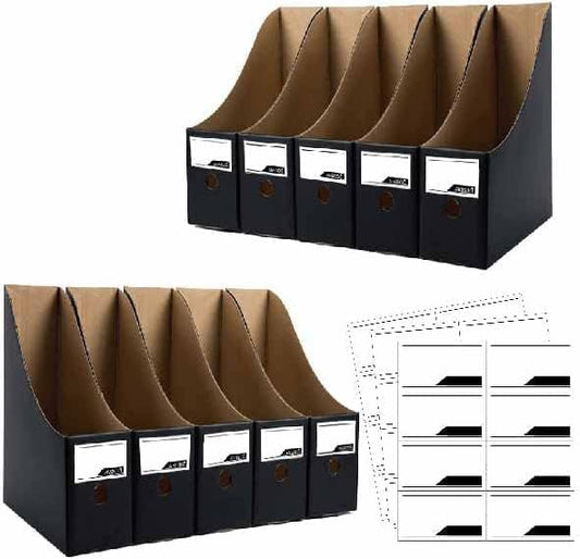 ANSSDO 24 Pack Black Cardboard Magazine Holder Premium Magazine File Holder Magazine Organizer, Magazine Storage Box, Large Volume Magazine File Organizer as Book Bins or Folder Holder for Desk