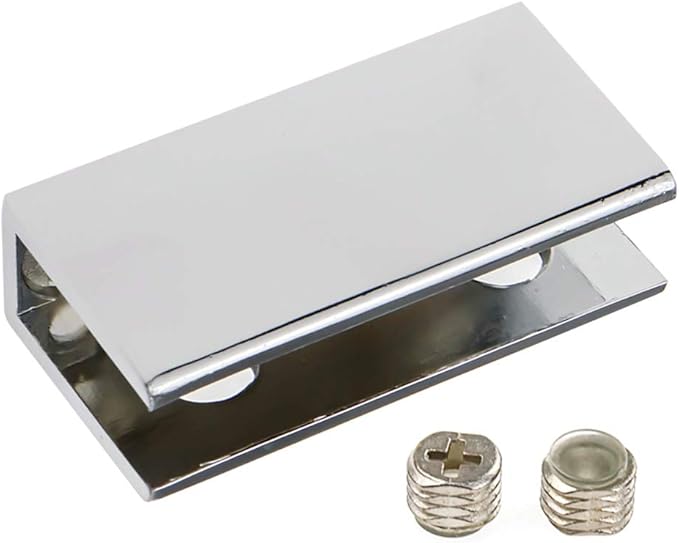 LC LICTOP Rectangular Glass Shelf Brackets, Zinc Alloy Clamp Holder for 6-10mm Glass Shelves, Wall Mount Shower & Floating Shelf Brackets, 2.09x1.06 Inch, Fit for 0.3-0.39 Inch Thick, 8Pcs