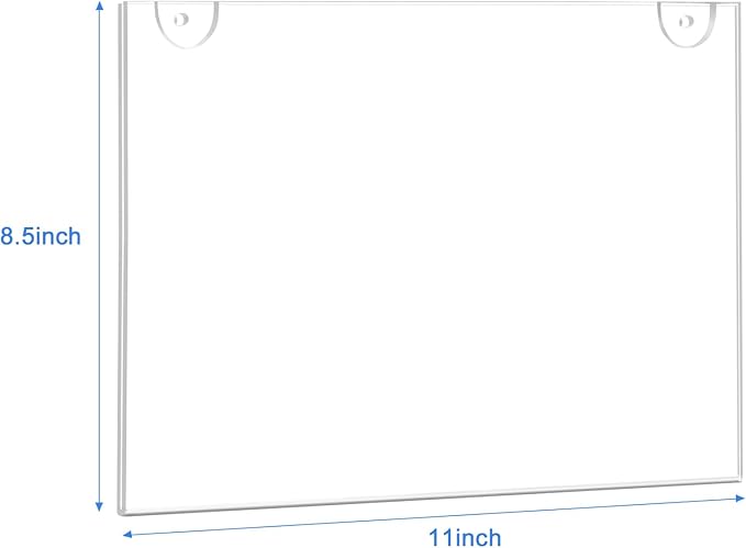 Acrylic Sign Holder 11x8.5 Horizontal, Wall Mount Document Holder, Clear Plastic Picture Frame with Tape Adhesive and Screws for Office, Home, Store, Restaurant - 20 Pack