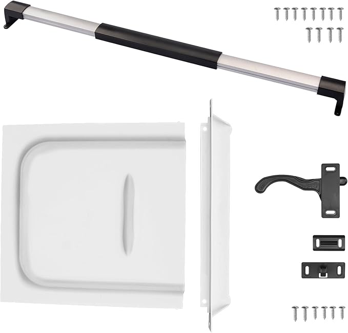 RVGUARD RV Screen Door Kit – 12” Slide, Latch Kit & Adjustable Cross Bar Handle, Easy DIY Install, Keep Bugs Out, Upgrade Your Camper, Trailer & Motorhome Screen Door