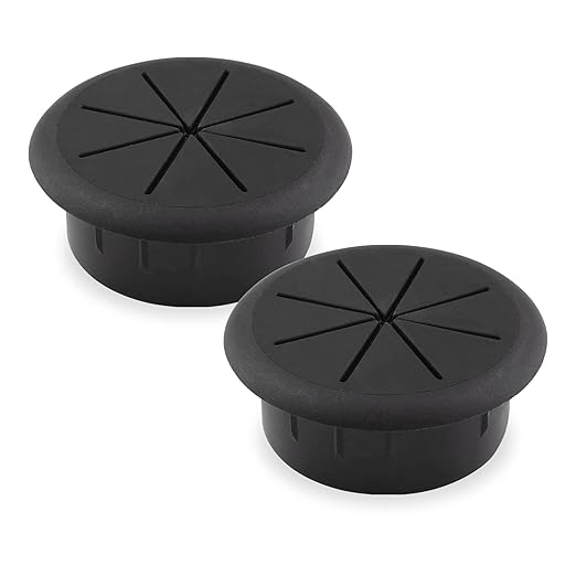 2pcs 2 Inch Cable Grommet, Flexible Desk Grommet, Cable Cord Hole Plug Wire Hole Cover for Desk, Table, Wire Pass Through (Black)