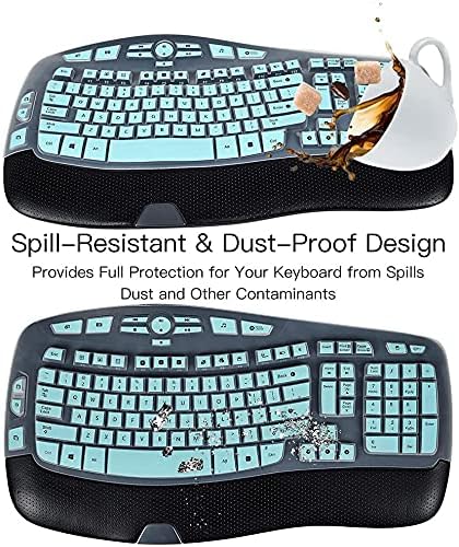 Keyboard Cover for Logitech K350 MK570 MK550 Keyboard Cover for Logitech K350 MK550 MK570 Wireless Wave Keyboards Covers Skin Protector Accessories, Mint Green