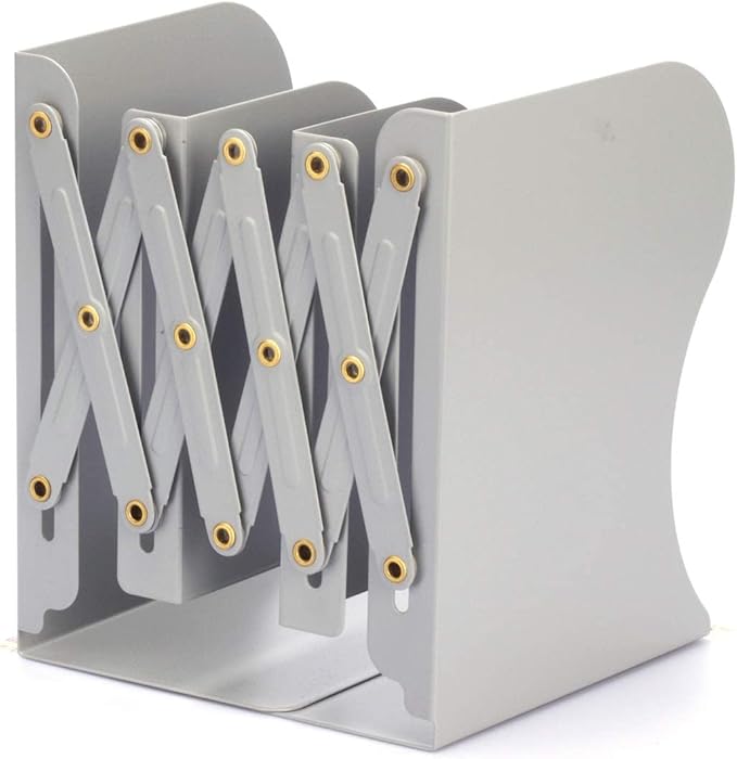 Aobopar Book Ends, Bookends for Shelves, Book Organizer for Desk, Metal Bookends for Heavy Books, Book Holders for Shelves, Suitable for Office, Home and School Use (Grey)