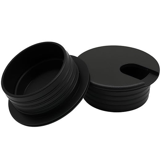 2Pcs 1-1/2 Inch Desk Grommet ABS Plastic Desk Hole Cover U-Shaped Desk Wire Hole Insert, 1.5Inch Black Cable Hole Cover for Office Home School/Computer Desk