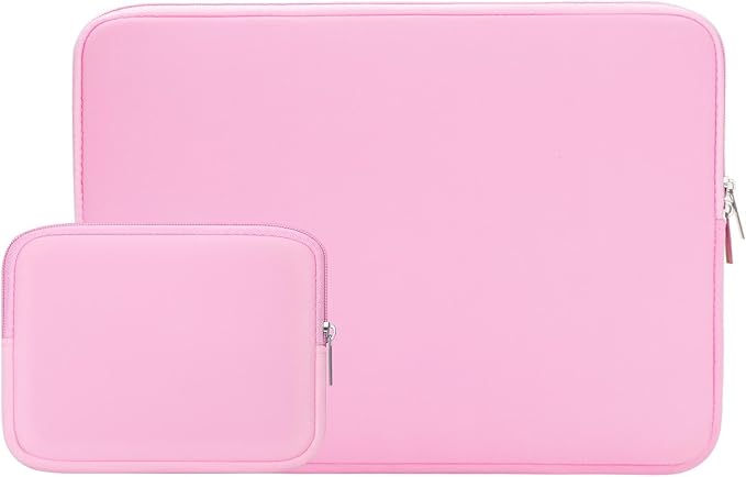 RAINYEAR 14 Inch Laptop Sleeve Case Protective Soft Padded Zipper Cover Carrying Computer Bag with Accessories Pouch, Compatible with 14" Notebook Tablet Chromebook (Pink)