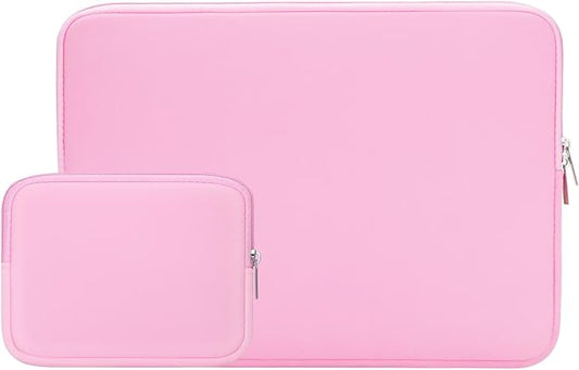 RAINYEAR 15.6 Inch Laptop Sleeve Protective Case Soft Carrying Zipper Bag Cover with Accessories Pouch, Compatible with 15.6" Notebook Computer Chromebook (Pink)