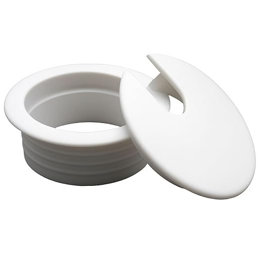 2Pcs 1-1/2 Inch Desk Grommet ABS Plastic Desk Hole Cover U-Shaped Desk Wire Hole Insert, 1.5Inch White Cable Hole Cover for Office Home School/Computer Desk