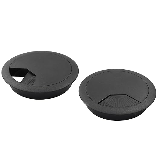 Bivethoi 3pcs 3.15 inch Desk Wire Cord Cable Grommets Hole Cover for Office PC Desk Cable Cord Organizer Plastic Cover Black