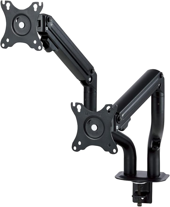 Elecom DPA-DL05BK Monitor Arm, Display Arm, Long, Spring Type, Load Capacity: Approx. 4.4-17.6 lbs (2-8 kg) x 2, Black