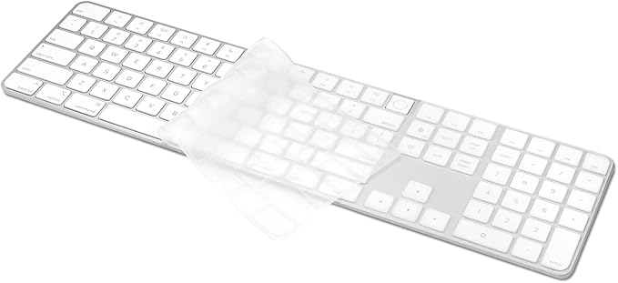 ProElife Ultra Thin Silicone Keyboard Cover Skin for 2022 Mac Studio & 2021 Apple iMac 24'' M1 Chip Magic Keyboard 2 with Numeric Keypad Touch ID A2520 Accessory U.S Enter Soft Protector, Transparent