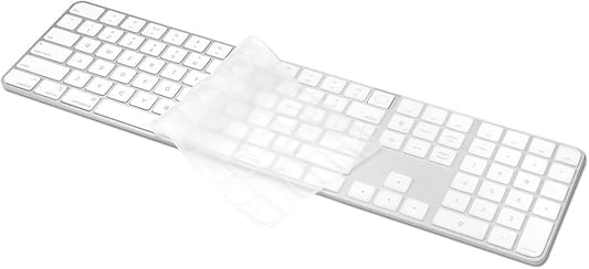ProElife Ultra Thin Silicone Keyboard Cover Skin for 2022 Mac Studio & 2021 Apple iMac 24'' M1 Chip Magic Keyboard 2 with Numeric Keypad Touch ID A2520 Accessory U.S Enter Soft Protector, Transparent