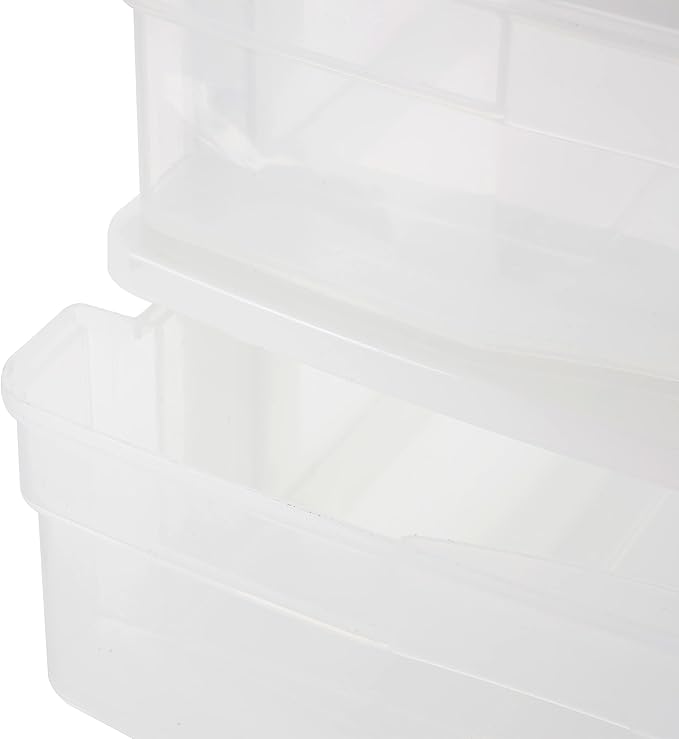 Gracious Living Drawer Organizer, 4-Tier Plastic Storage Desktop Drawers, White Frame - Desk Containers for Bathroom, Bedroom, Office, and Classroom Organization