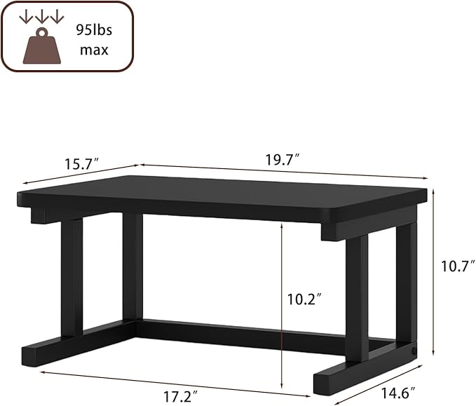 Desktop Printer Stand, 19.7″x 15.7″ 2-Tier Large Printer Shelf fit 3D Laser Printer/Scanner/Fax Machine, Industrial Storage Rack for Home Office Storage, Black P5040-B