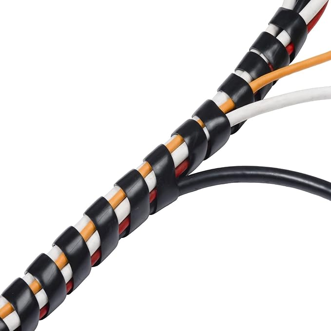 Spiral Cable Wrap - 5.5 Ft 1" Spiral Wire Wrap Cord Covers Bundle Sleeve Hose for Computer Electrical Wire Organizer (1 Inch-5.5Ft, Black)